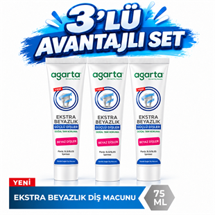 Agarta Doğal Ekstra Beyazlık Güçlü Dişler Diş Macunu 75 Ml 3lü Set
