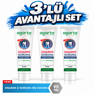 Agarta Doğal Onarım Koruma Komple Bakım Diş Macunu 90 Ml 3lü Set
