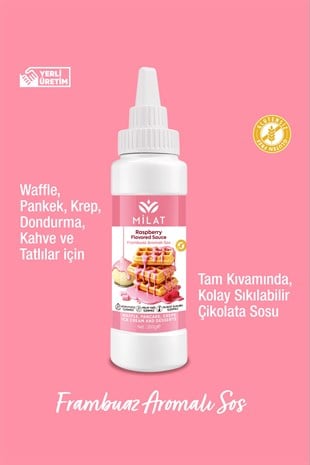Milat Frambuaz Aromalı Tatlı Sos 300 g - Waffle & Krep & Pankek & Tatlı & Dondurma Sosu