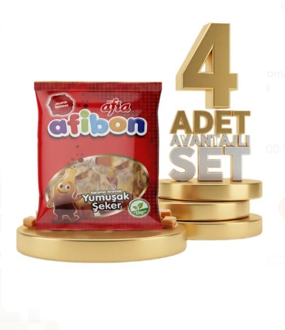 Afia Afibon Karamel Aromalı Yumuşak Şeker 80 Gr 4lü Set