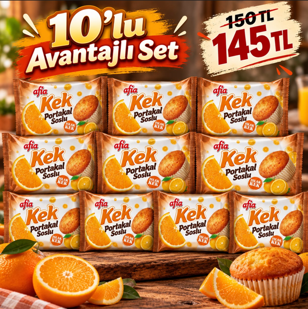 Afia Portakal Soslu Islak Kek 35 Gr 10lu Set