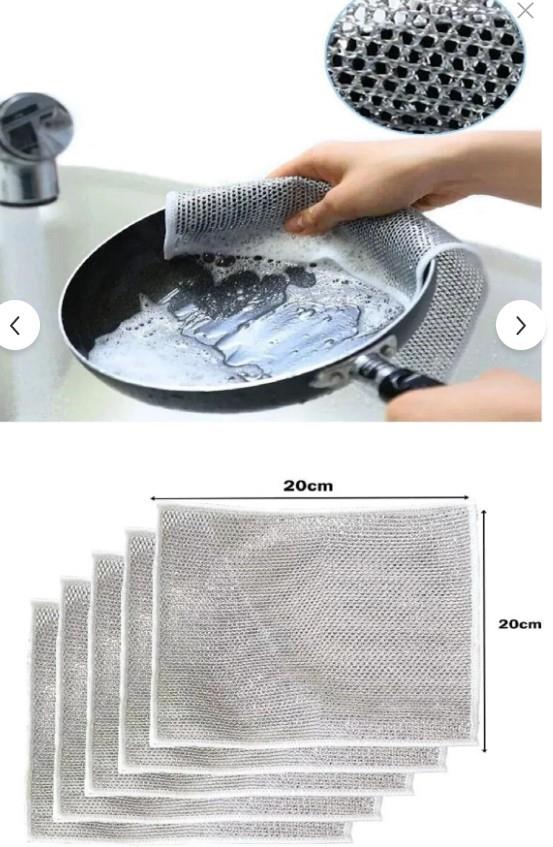 Mikrobiyel Çift Katlı Telli Bulaşık Yıkama Bezi 5li Set