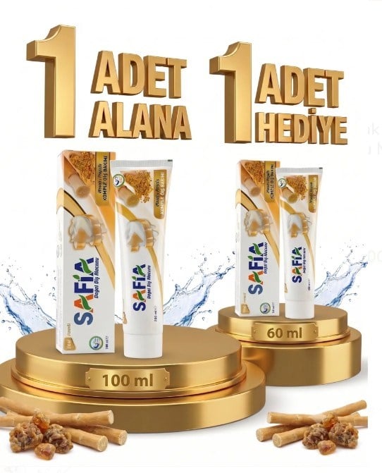Safia Diş Macunu Misvak ve Propolis 100 ml Alana Safia Diş Macunu Misvak ve Propolis 60 ml Hediye