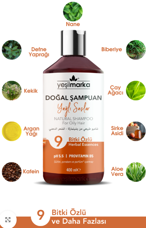 Yeşilmarka Doğal Şampuan - Yağlı Saçlar İçin 400ml