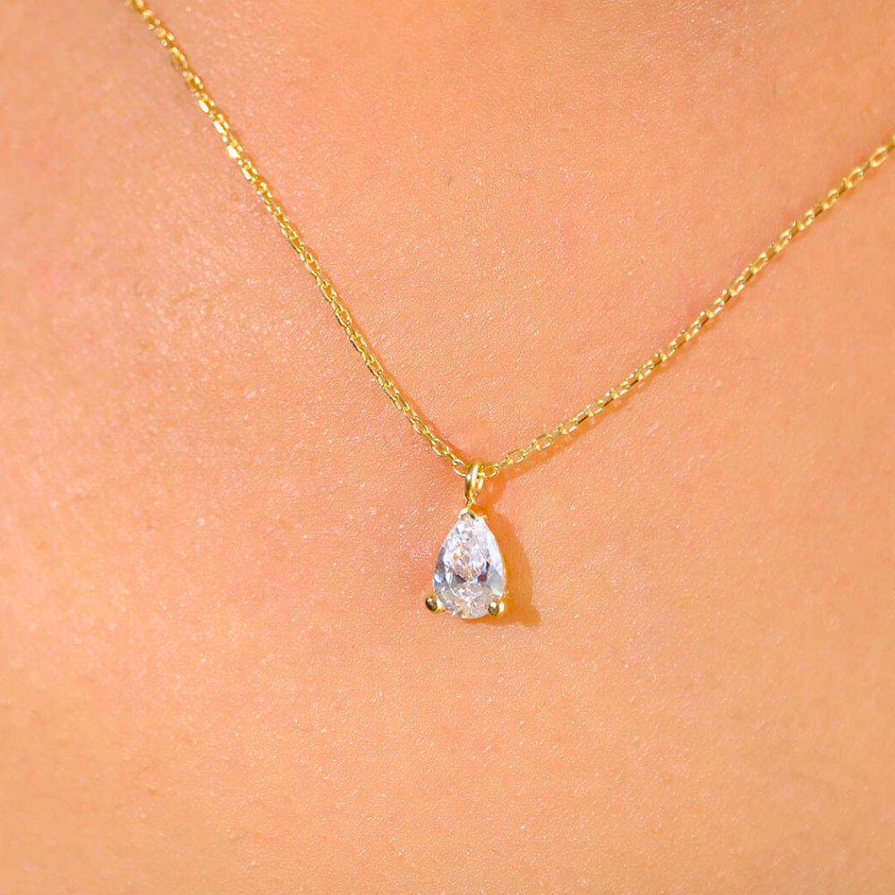 FasekGoldKOLYELER0.25 Karat Signity Swarovski Pırlanta Montürü Nano Has Taşlı Hediye 14 Ayar Altın Kolye