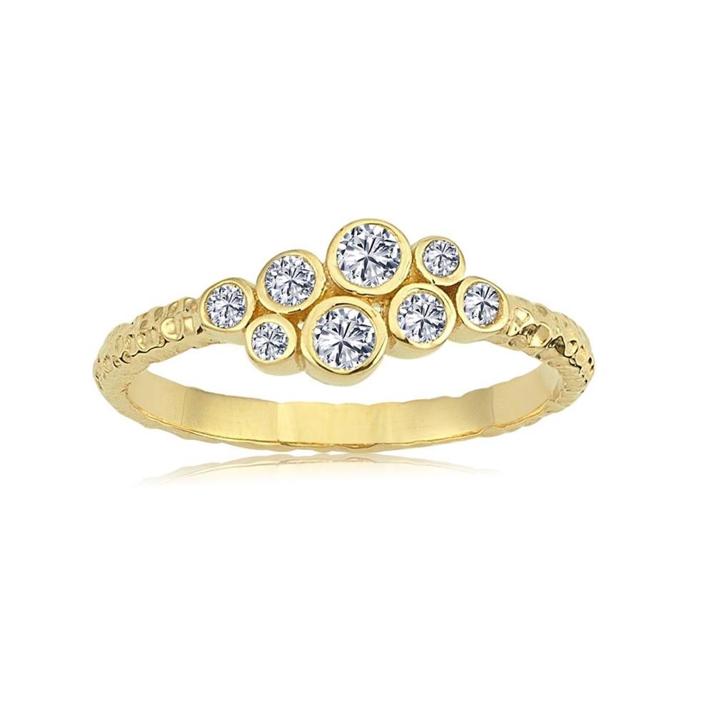 FasekGoldYÜZÜKLERAltın Yüzük - 14 Ayar Altın Dövme Swarovski Taşlı Yüzük - Eşe, Sevgiliye Hediyelik Altın Yüzük