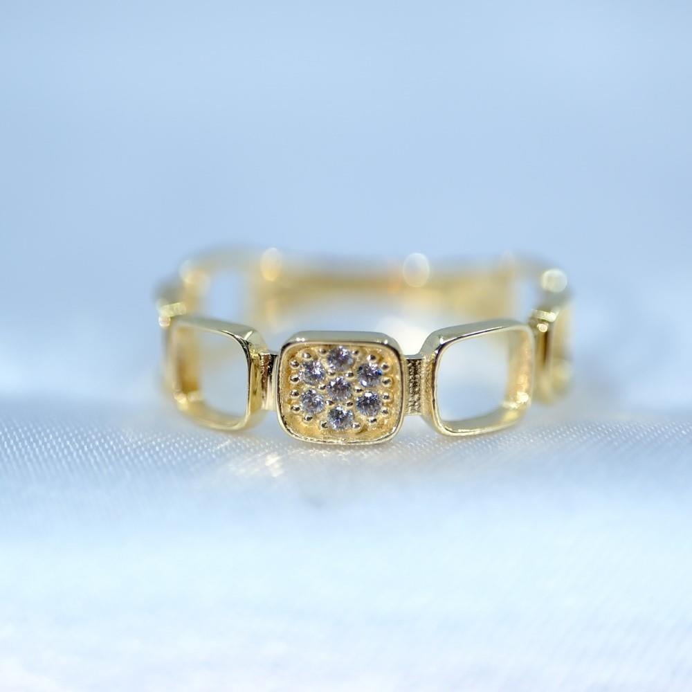FasekGoldYÜZÜKLERAltın Yüzük - 14 Ayar Altın Swarovski Taşlı Minimal Yüzük - Hediyelik, Doğum Günü Altın Yüzük