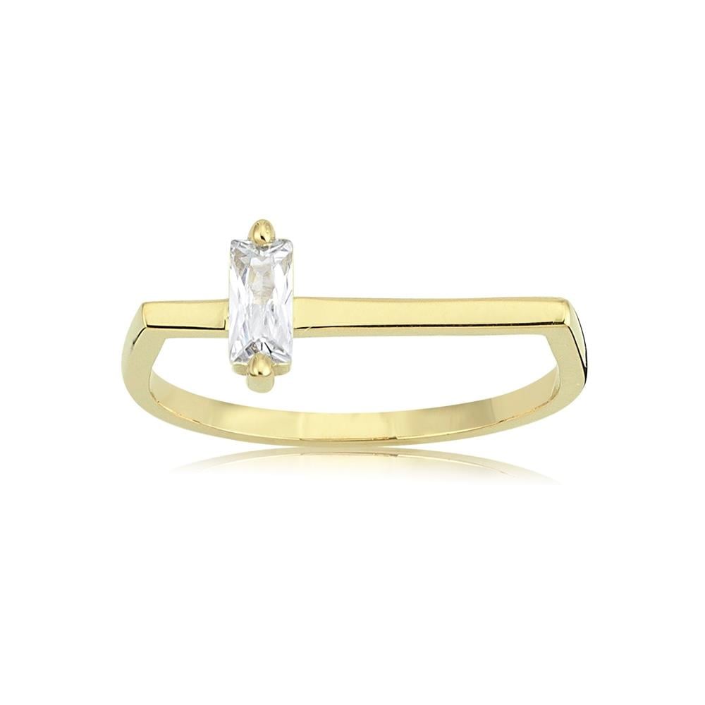 FasekGoldYÜZÜKLERBaget Altın Yüzük - 14 Ayar Altın Baget Swarovski Taşlı Minimal Yüzük - Eşe, Sevgiliye Yüzük