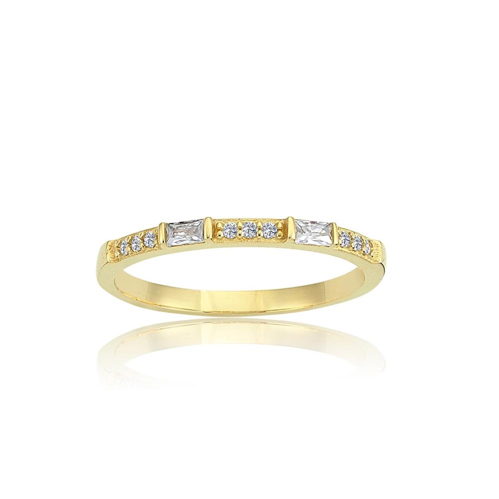 FasekGoldYÜZÜKLERBaget Altın Yüzük - 14 Ayar Sıralı 0.25 Karat Swarovski Taşlı Altın Yüzük - Eşe, Sevgiliye, Anneye