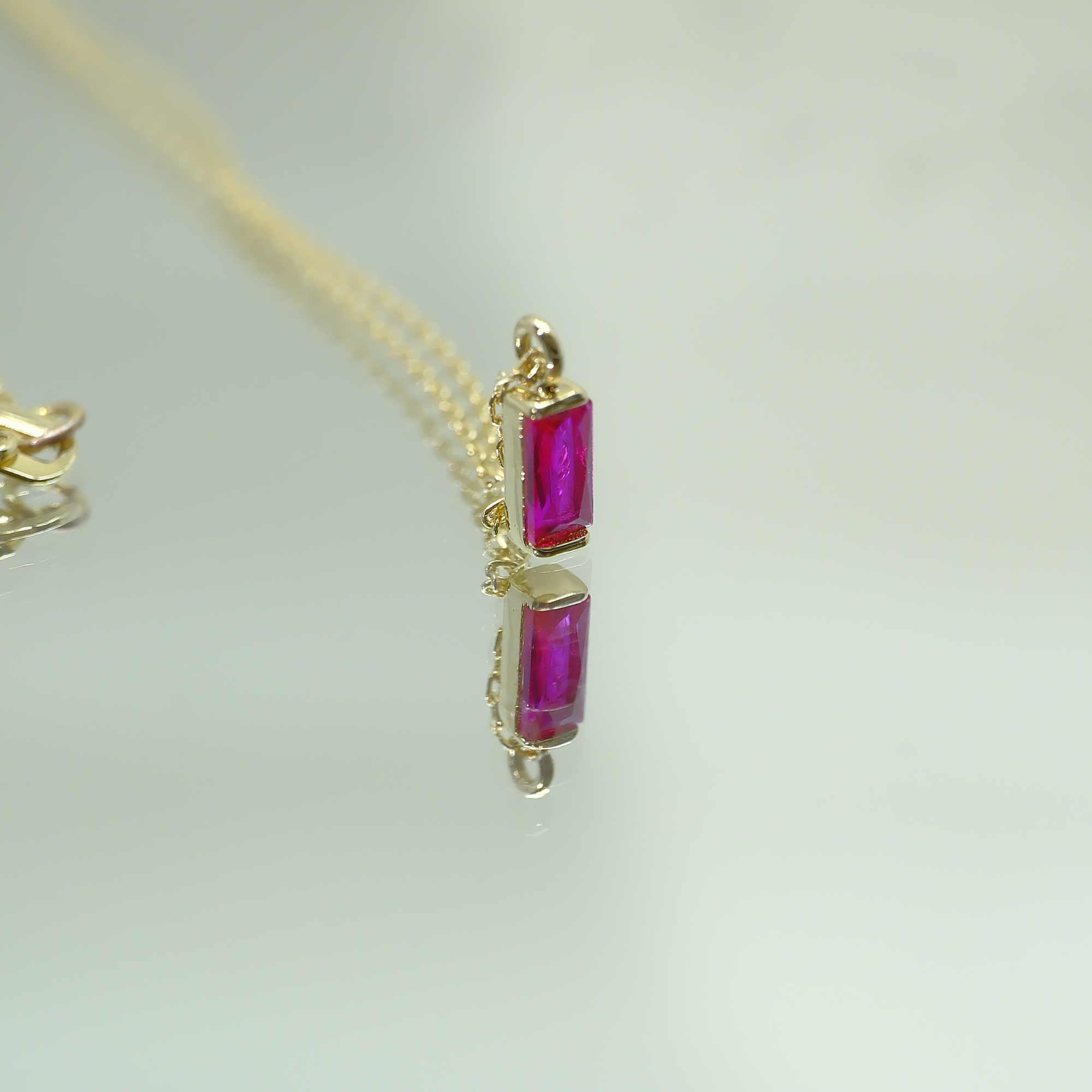 FasekGoldGÜMÜŞBaget Tektaş Kolye-Ruby (Yakut) Taşlı Gümüş Baget Kolye