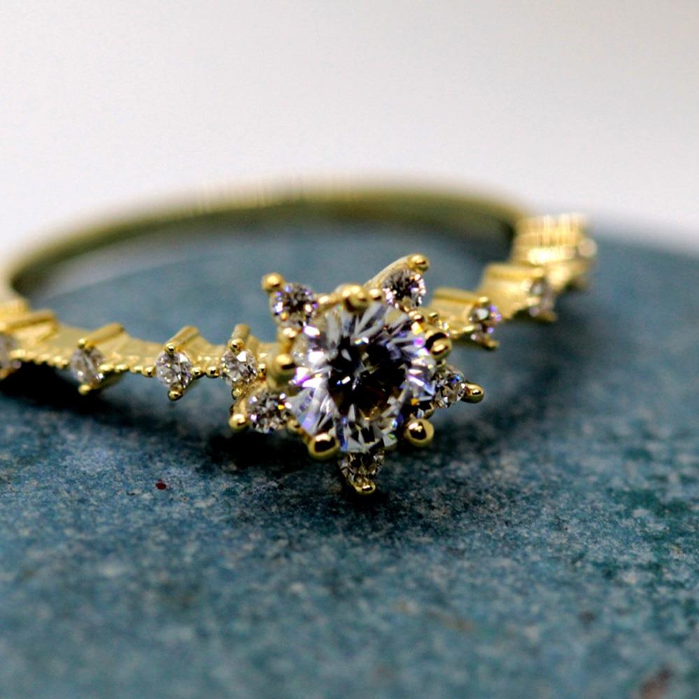 FasekGoldYÜZÜKLEREvlilik Teklifi Altın Yüzük - 14 Ayar Altın Vintage 0.85 Ct Swarovski Taşlı Kadın Yüzük - Sevgiliye