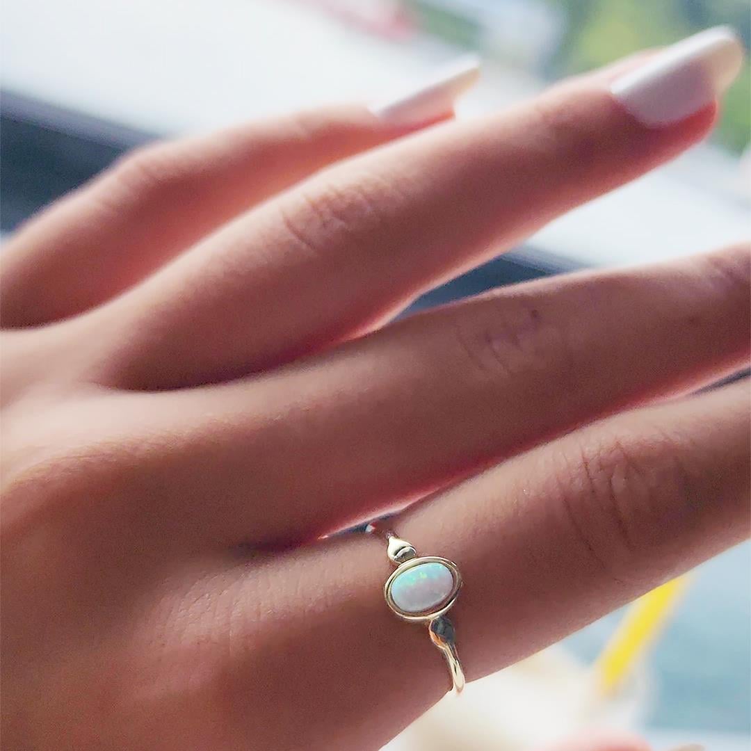 FasekGoldYÜZÜKLEROpal Altın Yüzük - 14 Ayar Altın 0.90 Karat Opal Taşlı Tektaş Evlilik Teklifi Yüzüğü - Tektaş Yüzük