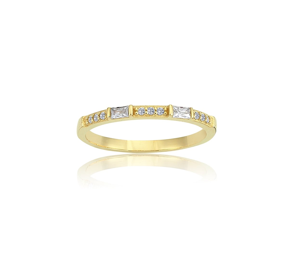 0,10CT Baget 0,18CT Pırlanta(Signity Swarovski)Taşlı Sıralı 925 Ayar Gümüş Alyans-Hediye Gümüş Yüzük