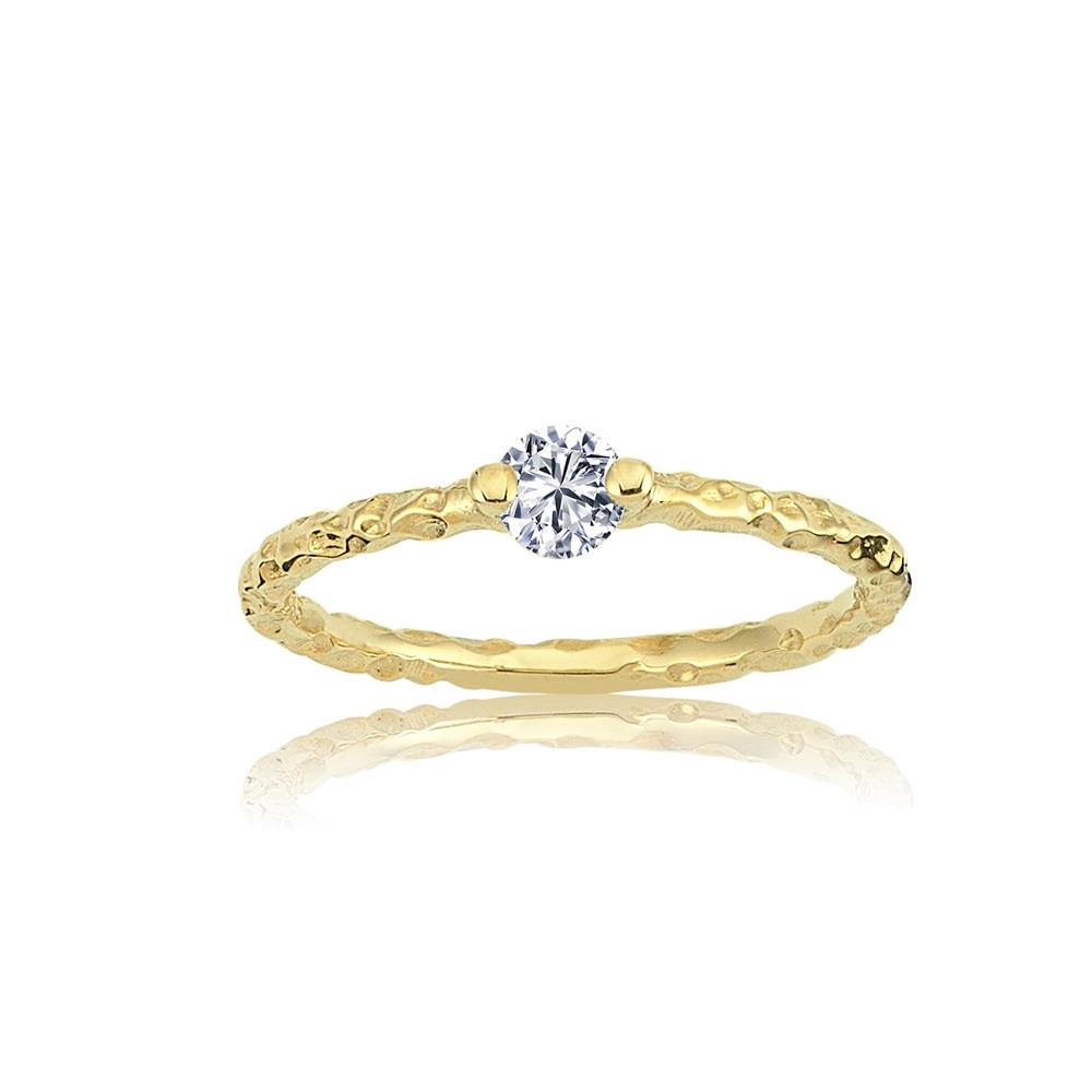 FasekGoldYÜZÜKLERHelen Otantik 0,25 CT Pırlanta (Signity Swarovski) Tektaş Yüzük-Eskitme 14 Ayar Hediye Altın Yüzük