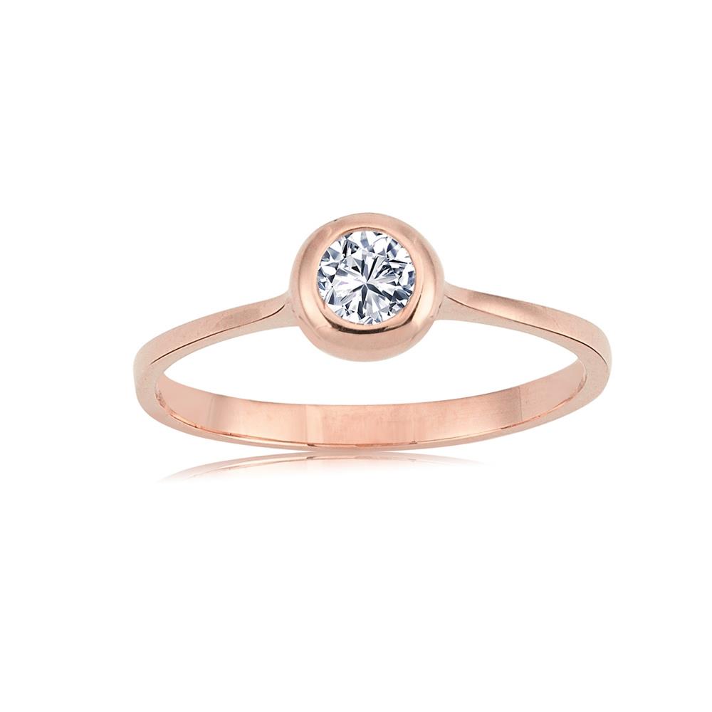 FasekGoldYÜZÜKLERTektaş Altın Yüzük - 14 Ayar Altın 0.25 Karat Swarovski Tek Taş Yüzük - Eşe, Sevgiliye Hediye Yüzük