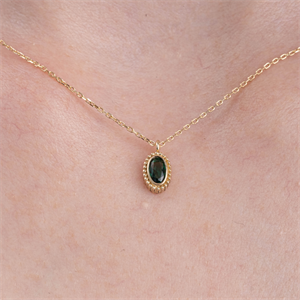 FasekGoldGÜMÜŞ0,50CT Zümrüt(Yeşim Taşı)Sade Minimal Tasarım 925 Ayar Gümüş Doğal Taşlı Kolye-Zümrüt Kolye Gümüş