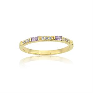 FasekGoldYÜZÜKLER0,10 CT Baget (Ametist) 0,18 CT Pırlanta (Signity Swarovski) Taşlı Sıralı 14 Ayar Kadın Altın Alyans