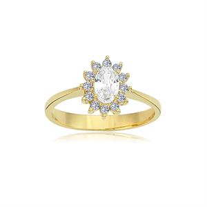 FasekGoldYÜZÜKLEREvlilik Teklifi Altın Yüzük - 14 Ayar Altın 1.10 Ct Swarovski Taş Anturajlı Evlilik Teklifi Yüzüğü