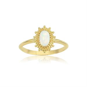 FasekGoldYÜZÜKLEROpal Altın Yüzük - 14 Ayar Altın Vintage Güverseli 0.80 Karat Oval Opal Taşlı Kadın Yüzük