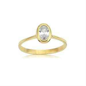 FasekGoldYÜZÜKLERTektaş Altın Yüzük - 14 Ayar Altın 0.60 Karat Swarovski Taşlı Tektaş Evlilik Teklifi Yüzüğü