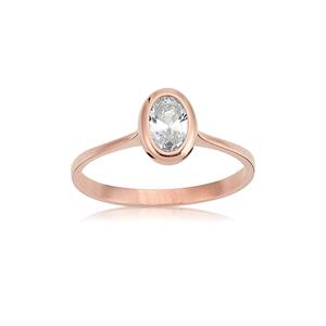 FasekGoldYÜZÜKLERTektaş Altın Yüzük - 14 Ayar Altın 0.60 Karat Swarovski Taşlı Tektaş Evlilik Teklifi Yüzüğü