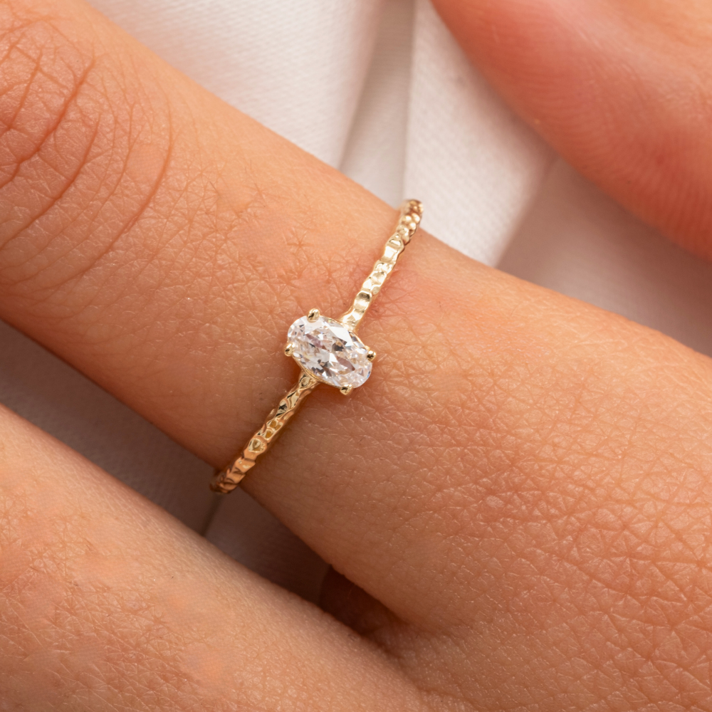 FasekGoldYÜZÜKLER0.50 Ct Tektaş Altın Evlilik Teklifi Yüzüğü - Oval Tek Taş Evlilik Teklifi 14 Ayar Altın Yüzük