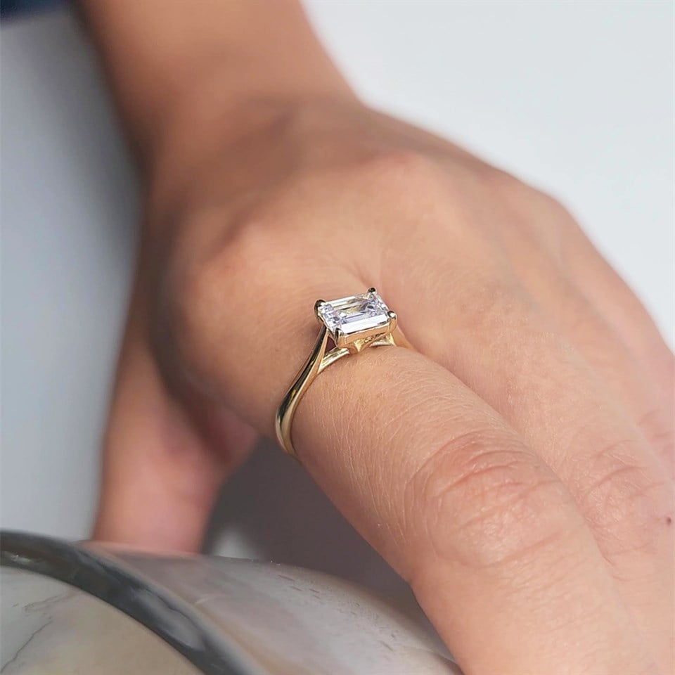 1.10 Karat Pırlanta Signity Swarovski Octagon Pırlanta Montörü Tektaş 925 Ayar Gümüş Evlilik Teklifi Yüzüğü