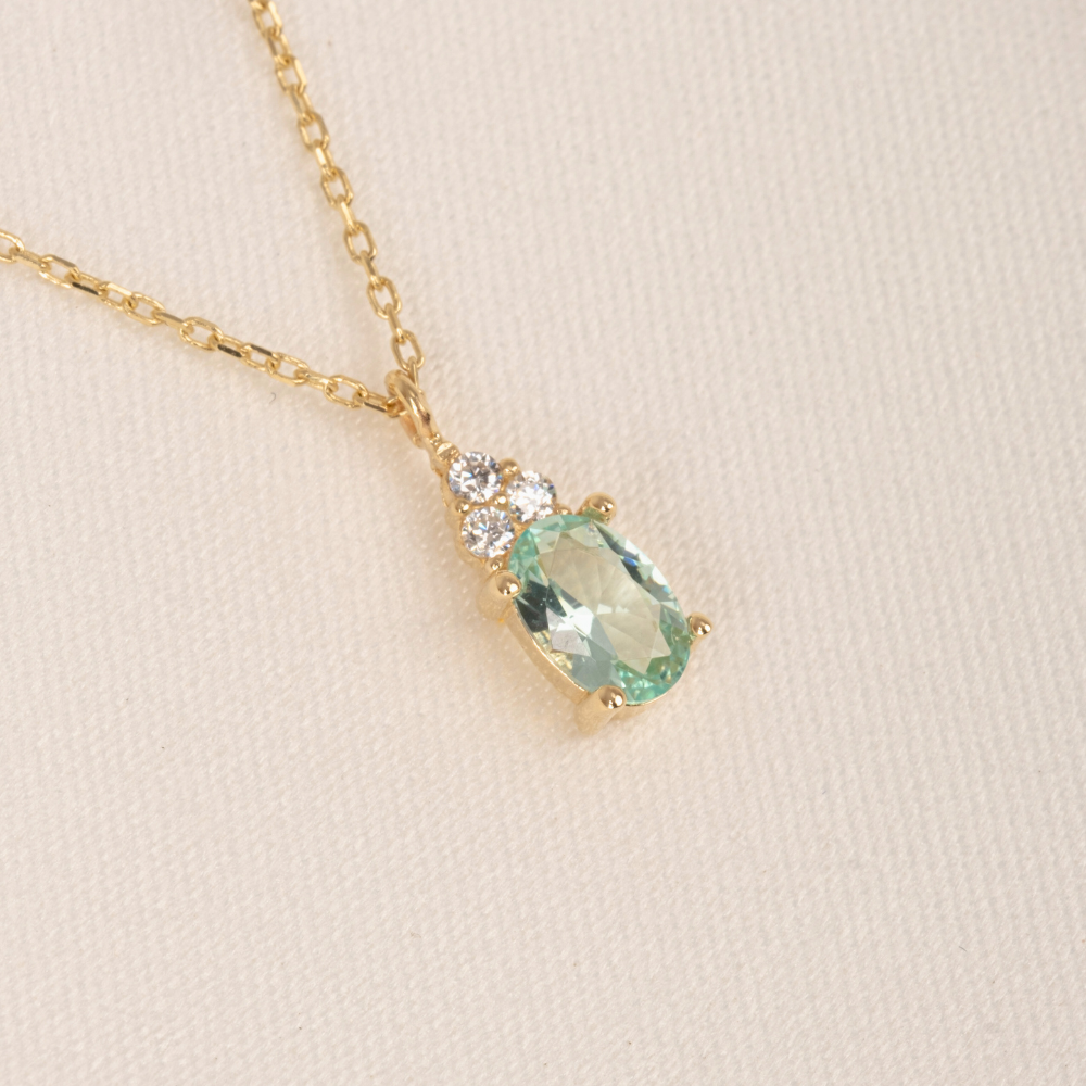 FasekGoldKOLYELER14 Ayar Altın Kolye-1.53Ct Nano Peridot ,Pırlanta Montürü Altın Kolye-Hediye Pırlanta Motürü Altın Kolye