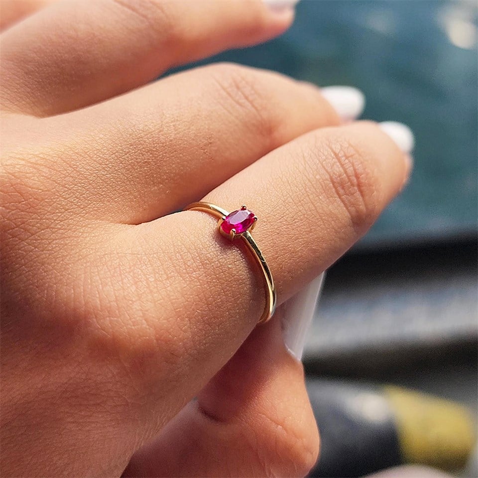 İtalyan Kol 0.30 Karat Ruby Taşlı Tek Taş Yüzük-Ruby 925 Ayar Gümüş Yüzük