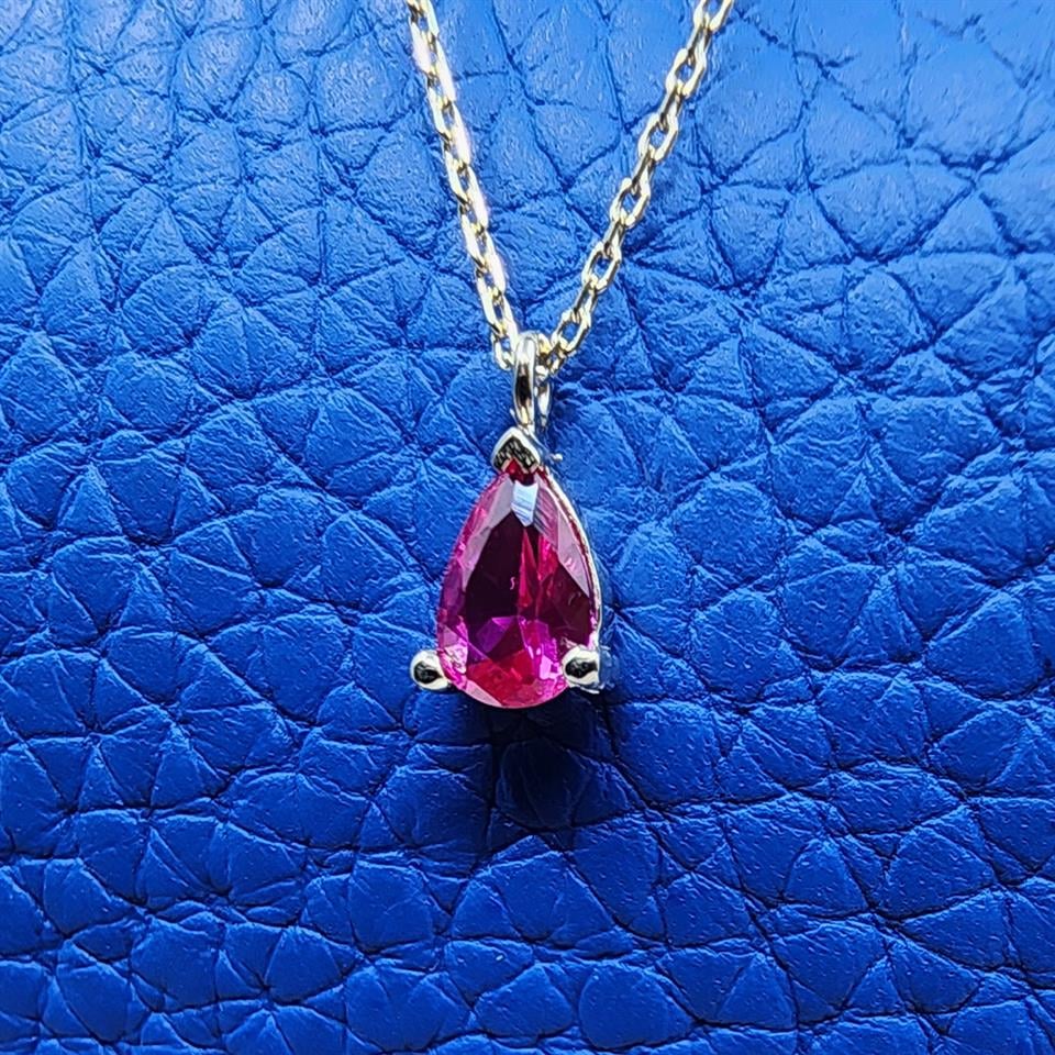 0.25 Karat Ruby Pırlanta Montürü Nano Has Taşlı Hediye 14 Ayar Altın Kolye