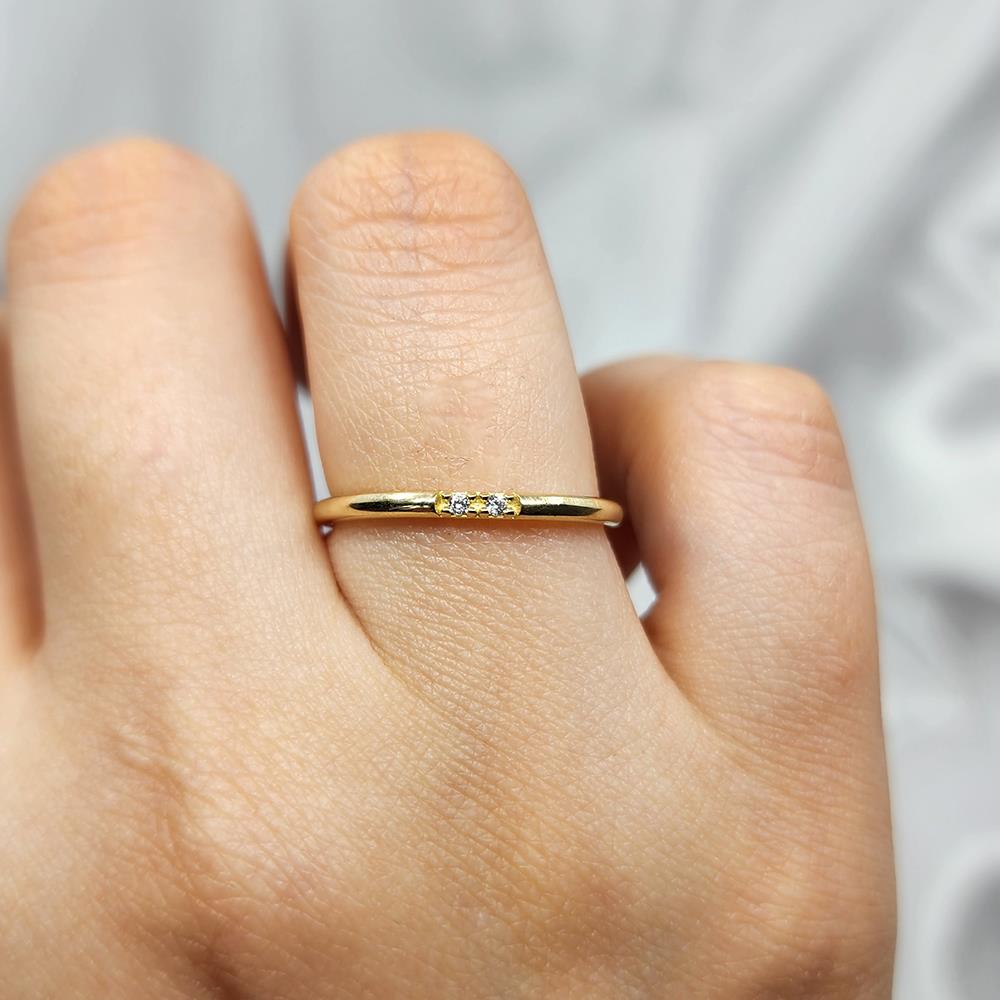 FasekGoldYÜZÜKLERAltın Alyans - 14 Ayar Altın 1.5 Mm İçi Dolu Swarovski Taş Alyans - Düğün, Nişan Hediyelik Alyans
