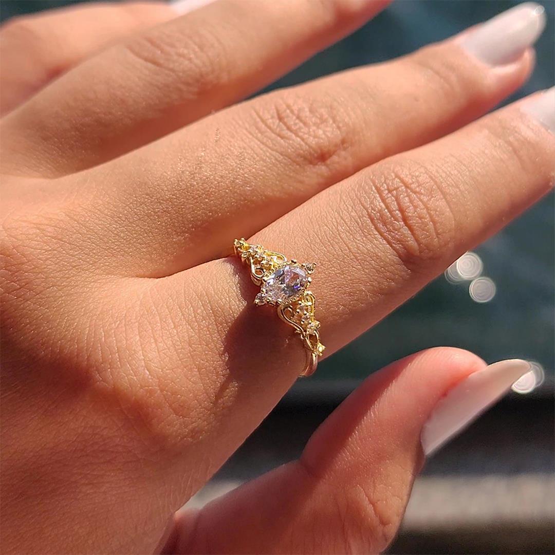 FasekGoldYÜZÜKLERAltın Yüzük - 0.50 Karat Swarovski Taşlı Evlilik Teklifi 14 Ayar Altın Yüzük