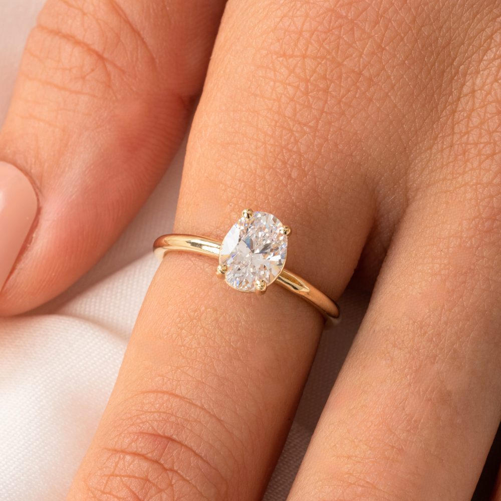 FasekGoldYÜZÜKLERAltın Yüzük - 1.50 Karat Zirkon Tektaş 14 Ayar Altın Evlilik Teklifi Yüzüğü