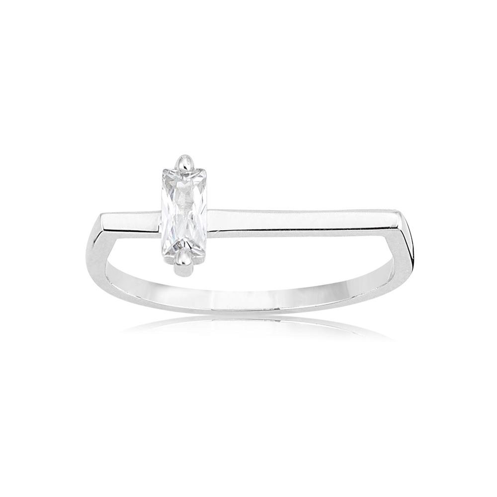 FasekGoldYÜZÜKLERBaget Altın Yüzük - 14 Ayar Altın Baget Swarovski Taşlı Minimal Yüzük - Eşe, Sevgiliye Yüzük