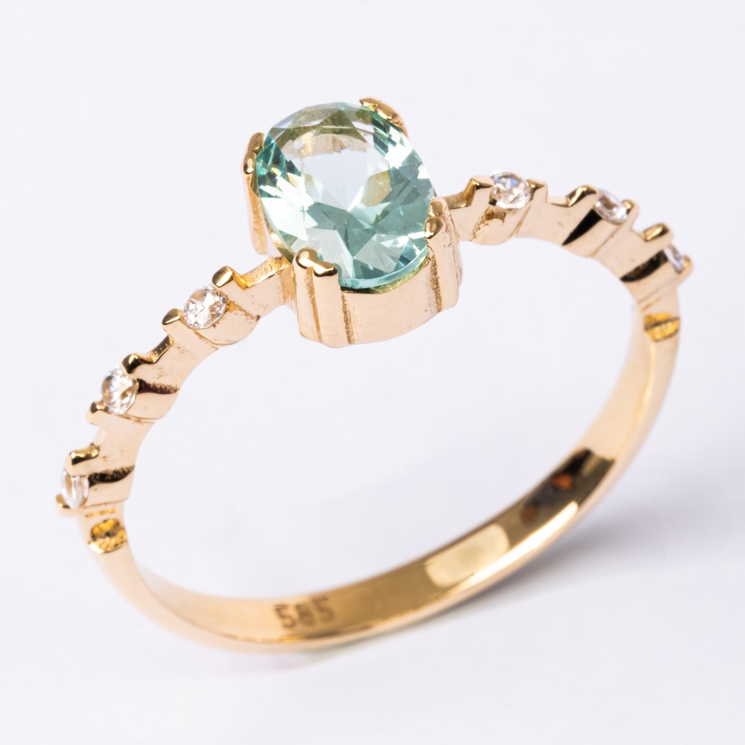 FasekGoldGÜMÜŞGümüş Yüzük - Green Topaz Taşlı Kadın Modern Tasarım 925 Ayar Gümüş Evlilik Teklifi Yüzüğü