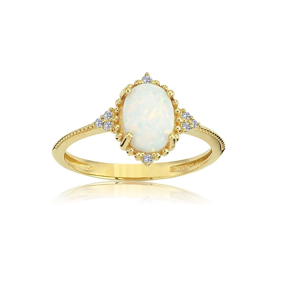 FasekGoldYÜZÜKLERBeyaz Oval Taşlı Prenses Altın Yüzük-Opal Taşlı Prenses Tasarım Yüzük-Hediye Altın Yüzük