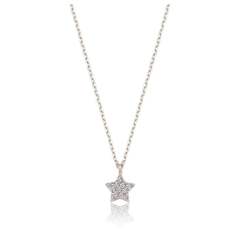 Huma GoldKOLYELERTaşlı Mini Yıldız 14 Ayar Altın Kolye