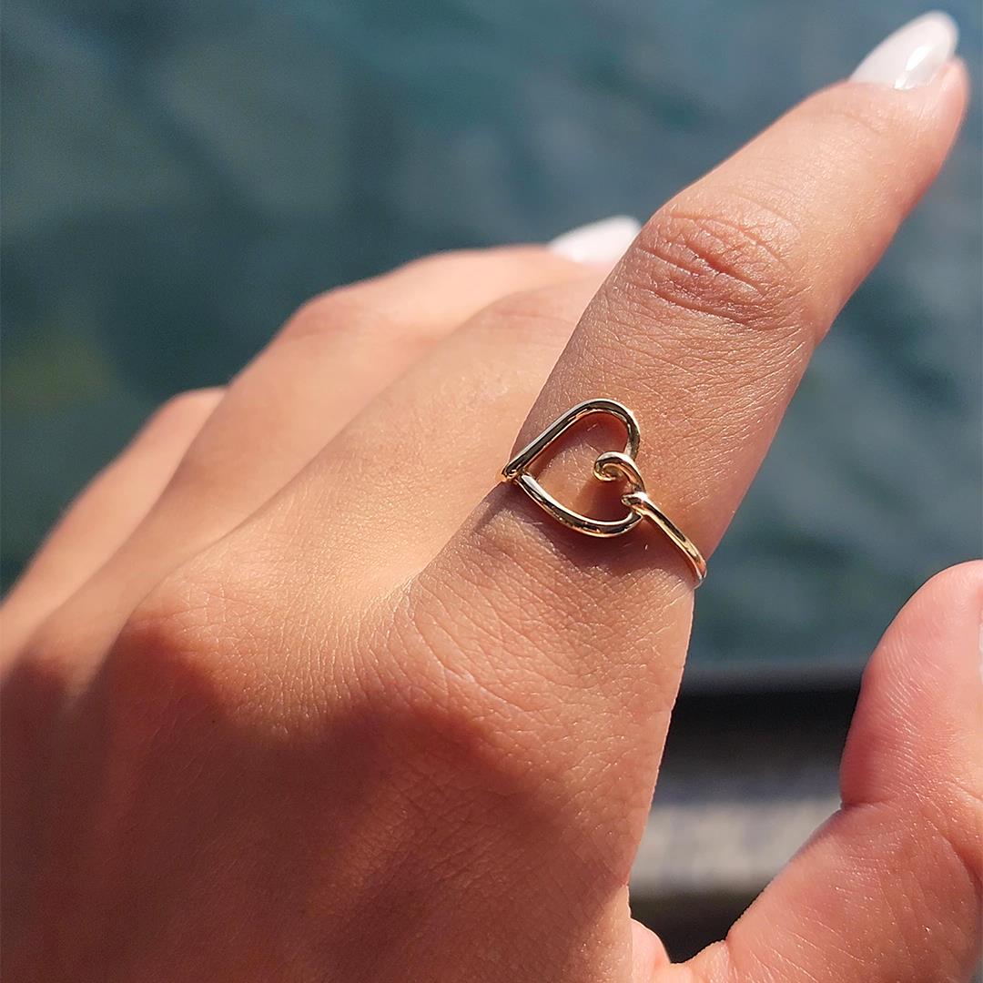 FasekGoldYÜZÜKLERTaşsız Altın Yüzük - 14 Ayar Altın Kalp Tasarım Taşsız 14 Ayar Altın Yüzük - Minimal Altın Yüzük