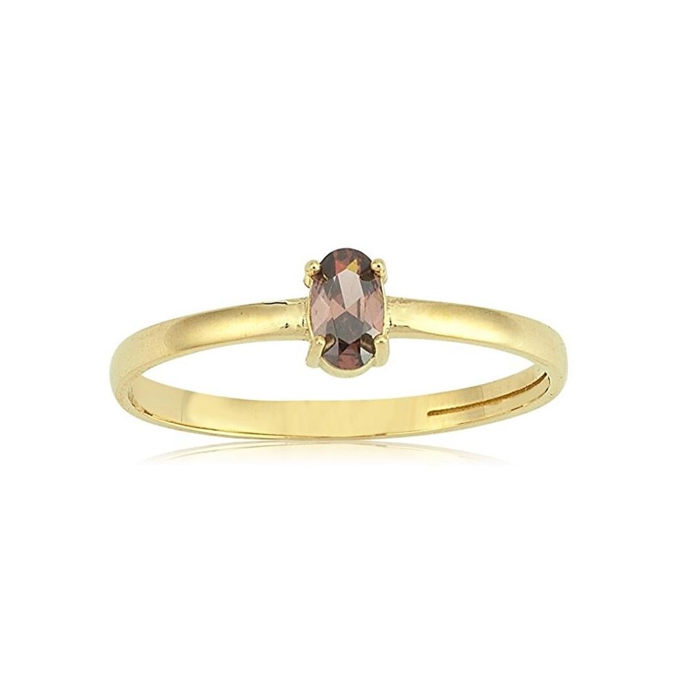 FasekGoldYÜZÜKLERTektaş Altın Yüzük - 14 Ayar Altın 0.40 Karat Smoky Quartz Taşlı Minimal Evlilik Teklifi Yüzüğü