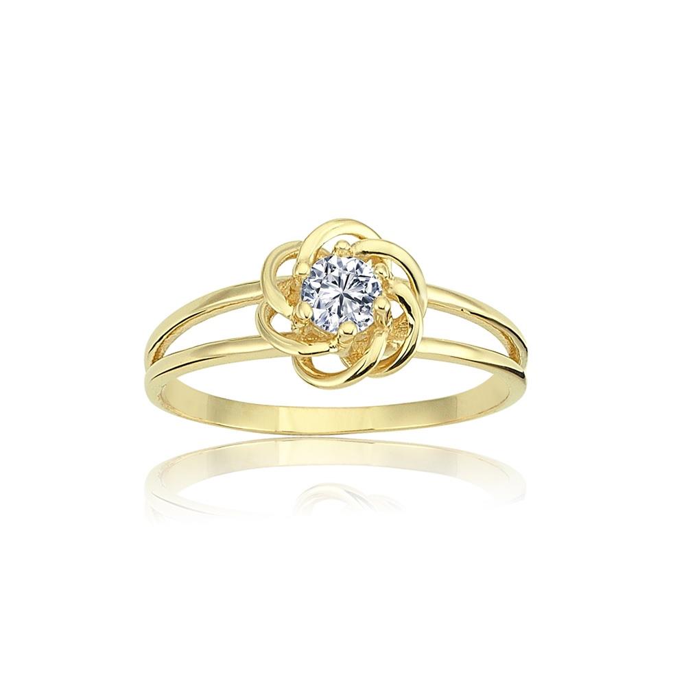 FasekGoldYÜZÜKLERTektaş Altın Yüzük - 14 Ayar Altın 0.25 Karat Swarovski Taşlı Minimal Tek Taş Yüzük - Eşe Hediye