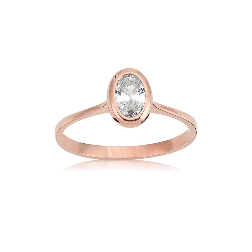 FasekGoldYÜZÜKLERTektaş Altın Yüzük - 14 Ayar Altın 0.60 Karat Swarovski Taşlı Tektaş Evlilik Teklifi Yüzüğü
