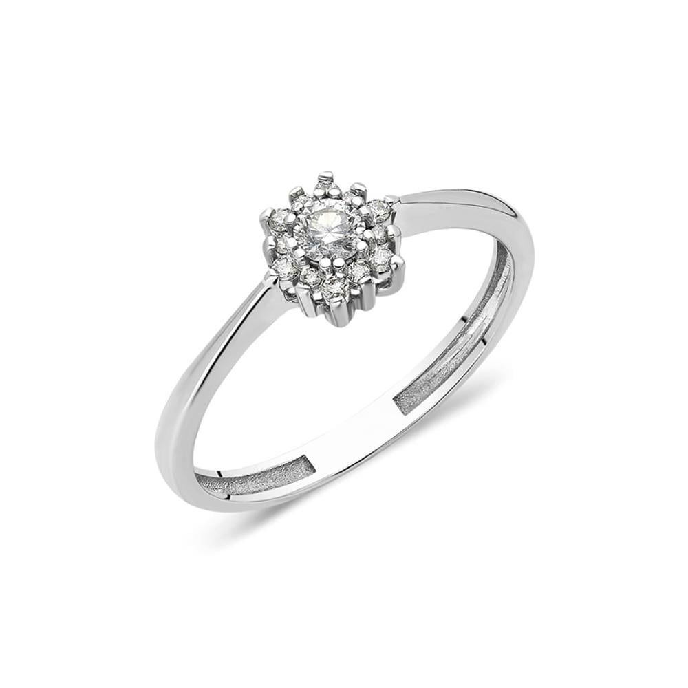 FasekGoldYÜZÜKLERTektaş Altın Yüzük - 14 Ayar Altın 0.50 Ct Gül Swarovski Taşlı Beyaz Altın Evlilik Teklifi Yüzüğü