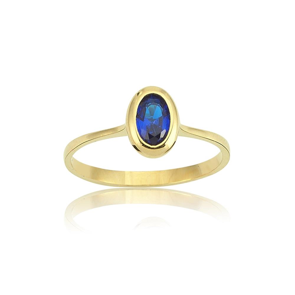 FasekGoldYÜZÜKLERTektaş Altın Yüzük - 14 Ayar Altın 0.60 Karat Oval Safir Taşlı Evlilik Teklifi Yüzüğü - Eşe Yüzük