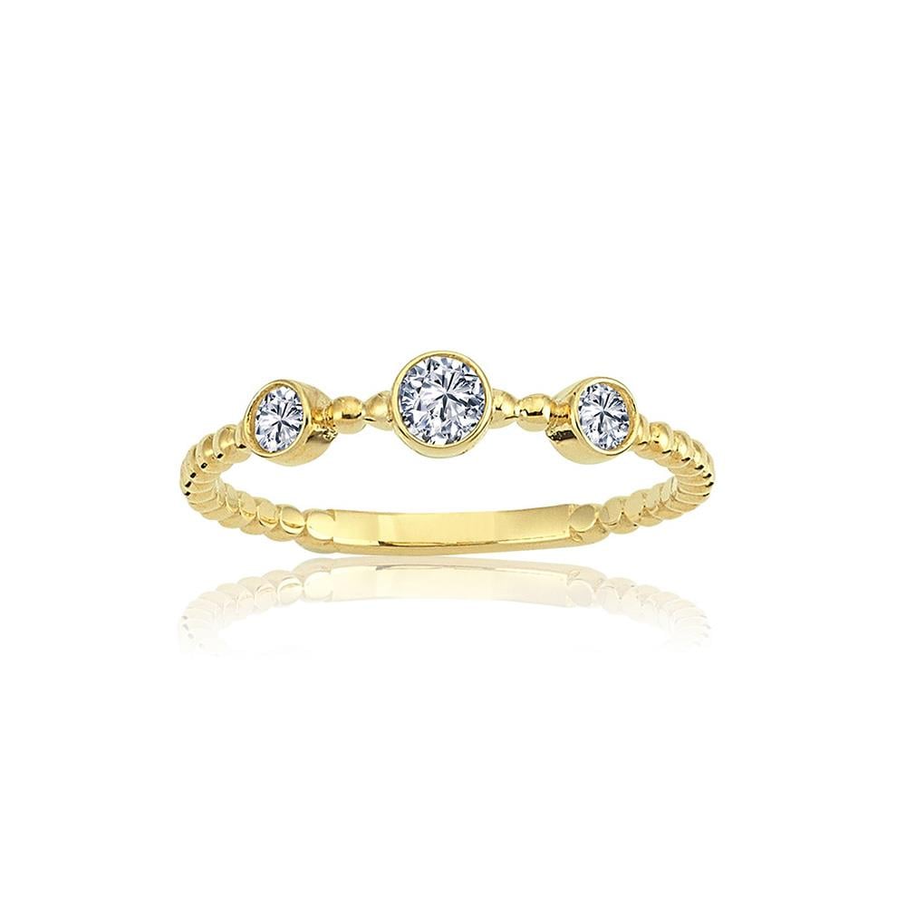 FasekGoldYÜZÜKLERTria Altın Yüzük - 14 Ayar Altın Güverseli Swarovski Taşlı Tria Minimal Kadın Yüzük - Eşe Hediyelik