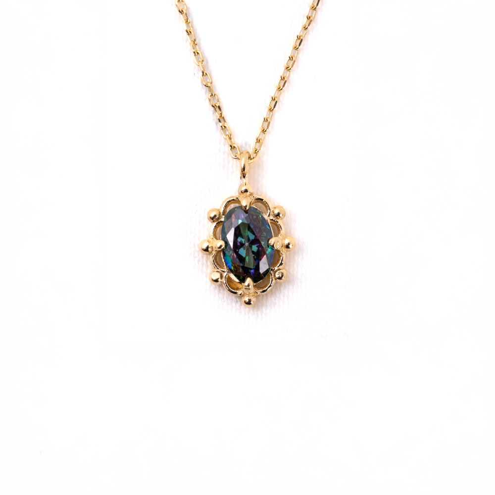 FasekGoldKOLYELERVintage Tasarım Mistik Topaz Taşlı Minimal 14 Ayar Altın Kolye