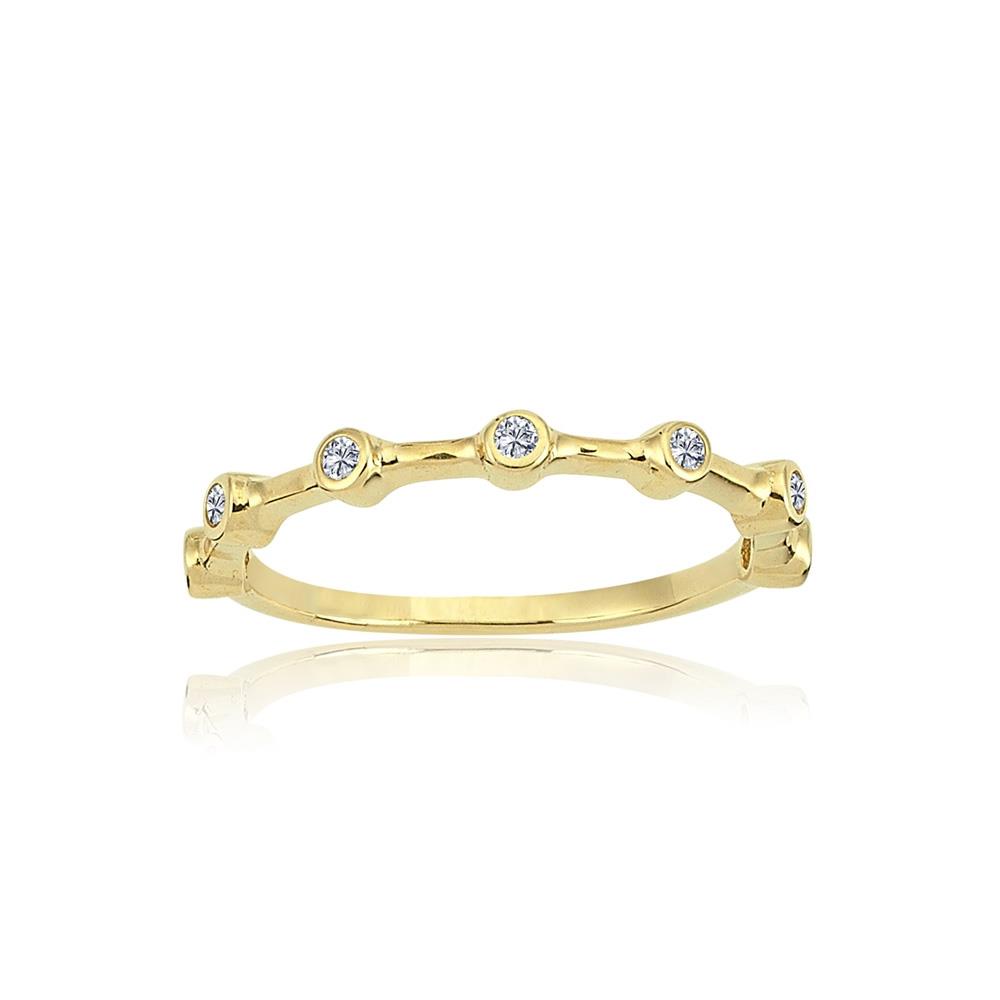 FasekGoldYÜZÜKLERYarım Tur Altın Yüzük - 14 Ayar Altın Sıralı 0.14 Karat Yedi Swarovski Taşlı Minimal Yüzük