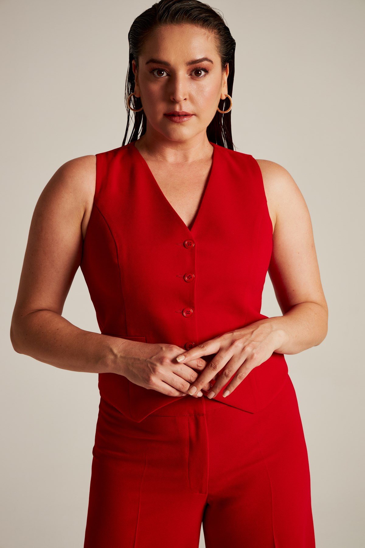 Annabel Yelek Kırmızı-Modalody-Büyük Beden Yelek