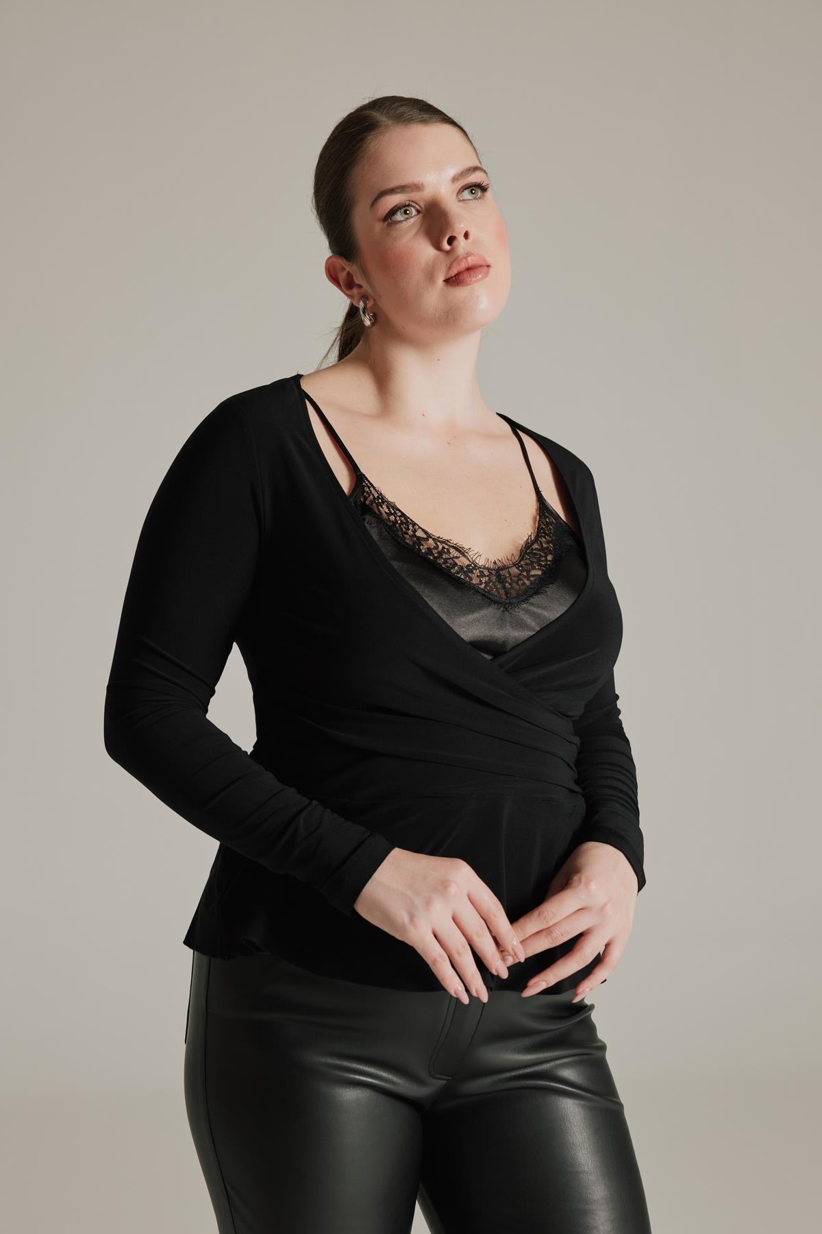 Julia Bluz Siyah-Modalody-Bluz