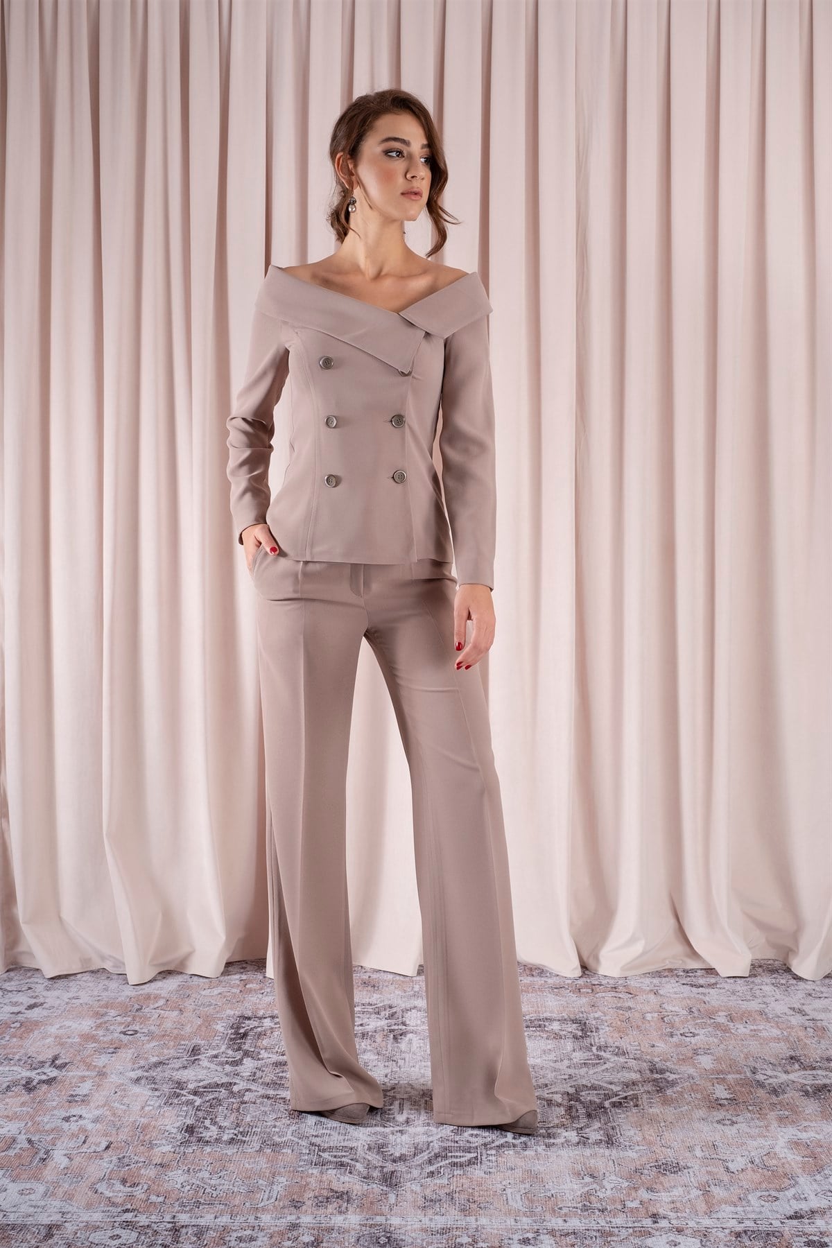 Lisya Pantolon Vizon, klasik pantolon, krep pantolon, vizon pantolon, sadakatsiz