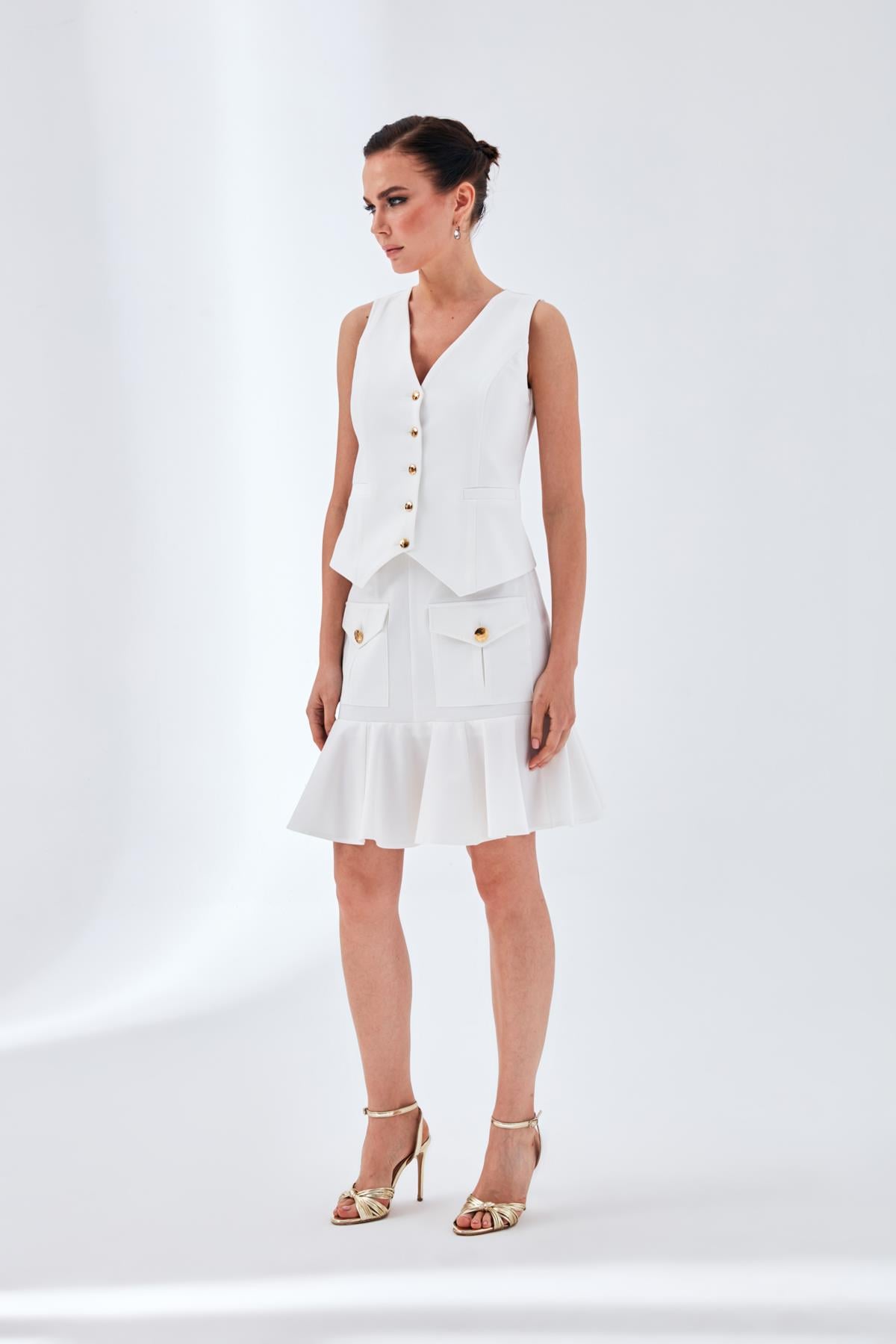 Alona Skirt White-Modalody-Plus Size Skirts